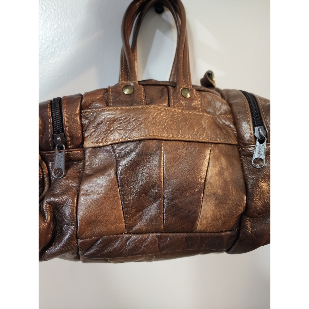 Vintage Mexican Genuine Leather Brown Multi Pocket Organizer Satchel Bag 9x6